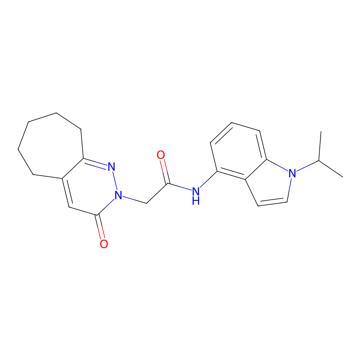 N-(1-isopropyl-1H-indol-4-yl)-2-(3-oxo-3,5,6,7,8,9-hexahydro-2H-cyclohepta[c]pyridazin-2-yl)acetamide molecular structure, CAS 1324075-11-7