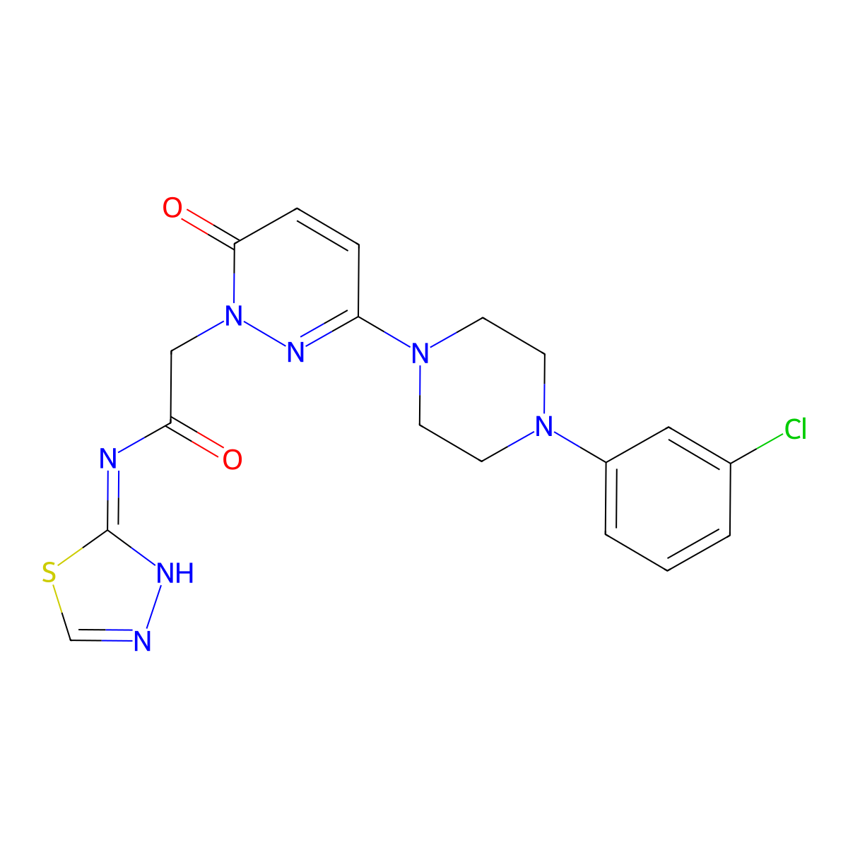 2-{3-[4-(3-chlorophenyl)piperazin-1-yl]-6-oxopyridazin-1(6H)-yl}-N-[(2E)-1,3,4-thiadiazol-2(3H)-ylidene]acetamide molecular structure, CAS 1324075-26-4