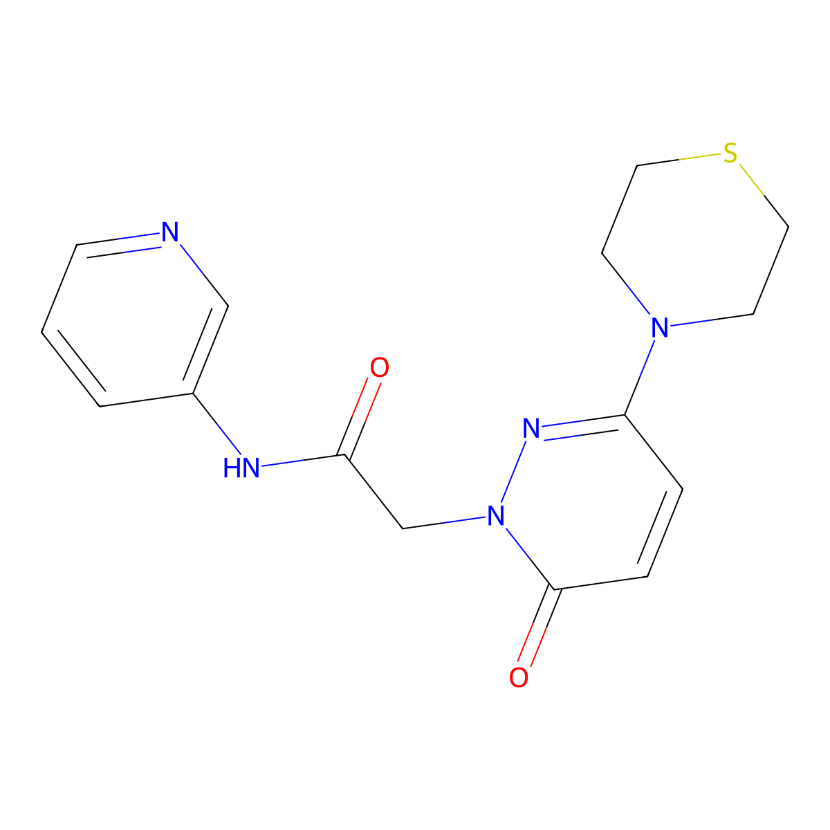 2-[6-oxo-3-(thiomorpholin-4-yl)pyridazin-1(6H)-yl]-N-(pyridin-3-yl)acetamide molecular structure, CAS 1324075-33-3