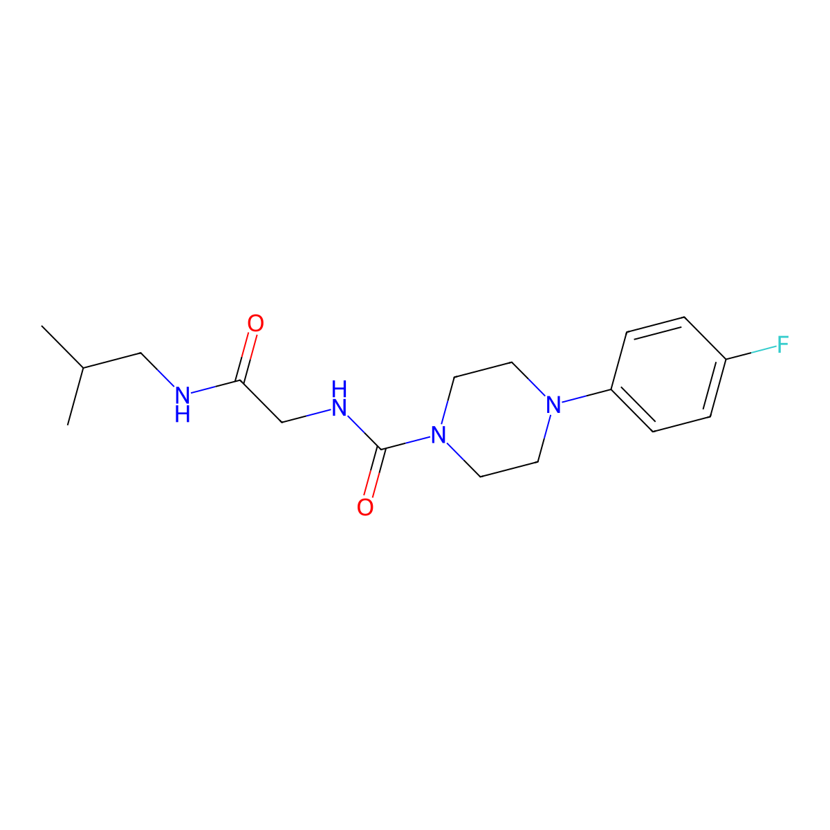 4-(4-fluorophenyl)-N-{2-[(2-methylpropyl)amino]-2-oxoethyl}piperazine-1-carboxamide molecular structure, CAS 1324075-38-8