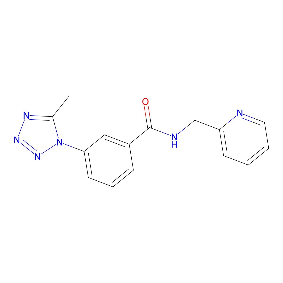 3-(5-methyl-1H-tetrazol-1-yl)-N-(pyridin-2-ylmethyl)benzamide molecular structure, CAS 1324075-59-3