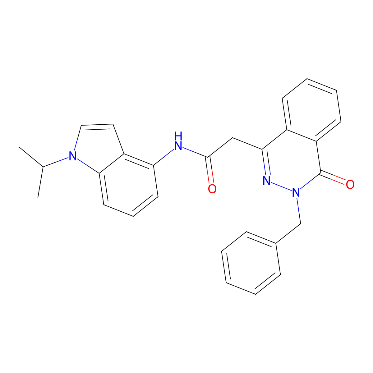 2-(3-benzyl-4-oxo-3,4-dihydrophthalazin-1-yl)-N-[1-(propan-2-yl)-1H-indol-4-yl]acetamide molecular structure, CAS 1324075-86-6