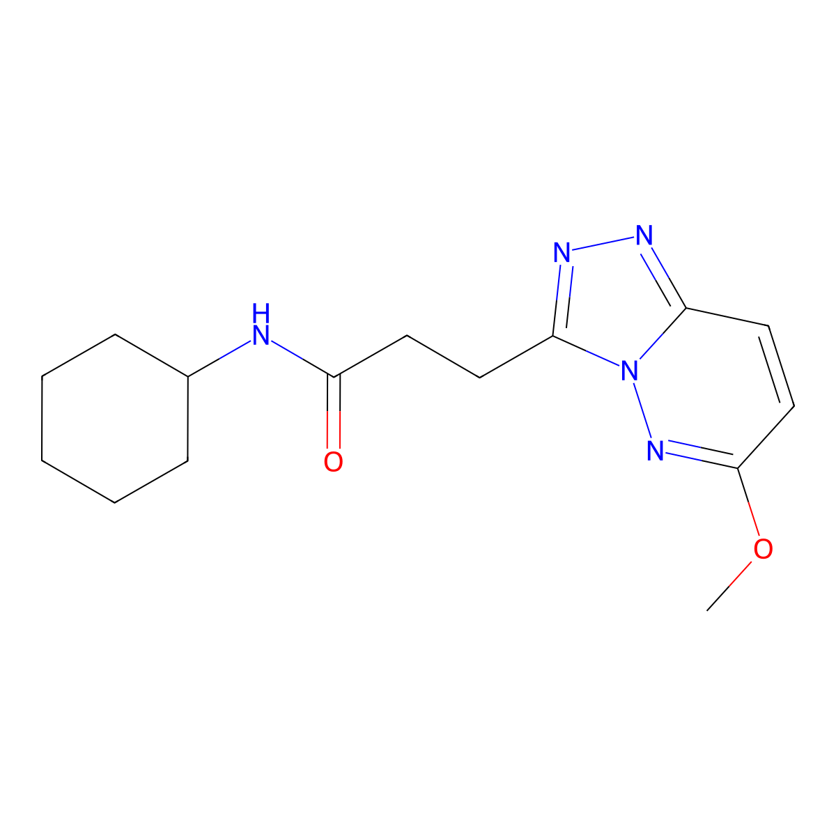 N-cyclohexyl-3-(6-methoxy[1,2,4]triazolo[4,3-b]pyridazin-3-yl)propanamide molecular structure, CAS 1324075-88-8
