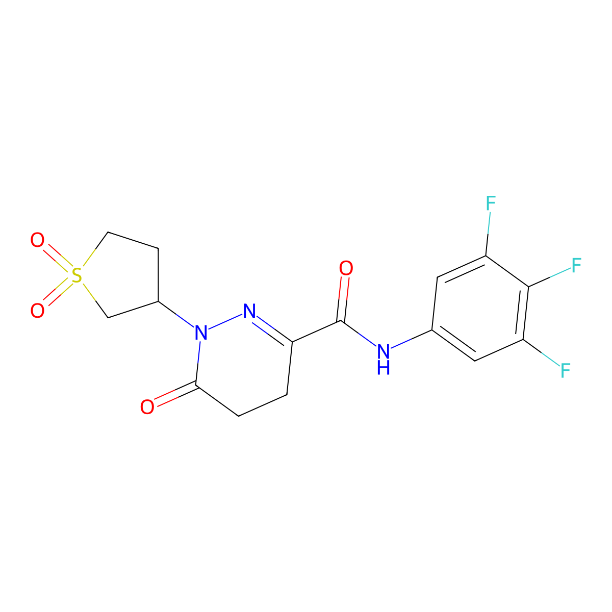 1-(1,1-dioxidotetrahydrothiophen-3-yl)-6-oxo-N-(3,4,5-trifluorophenyl)-1,4,5,6-tetrahydropyridazine-3-carboxamide molecular structure, CAS 1324076-01-8
