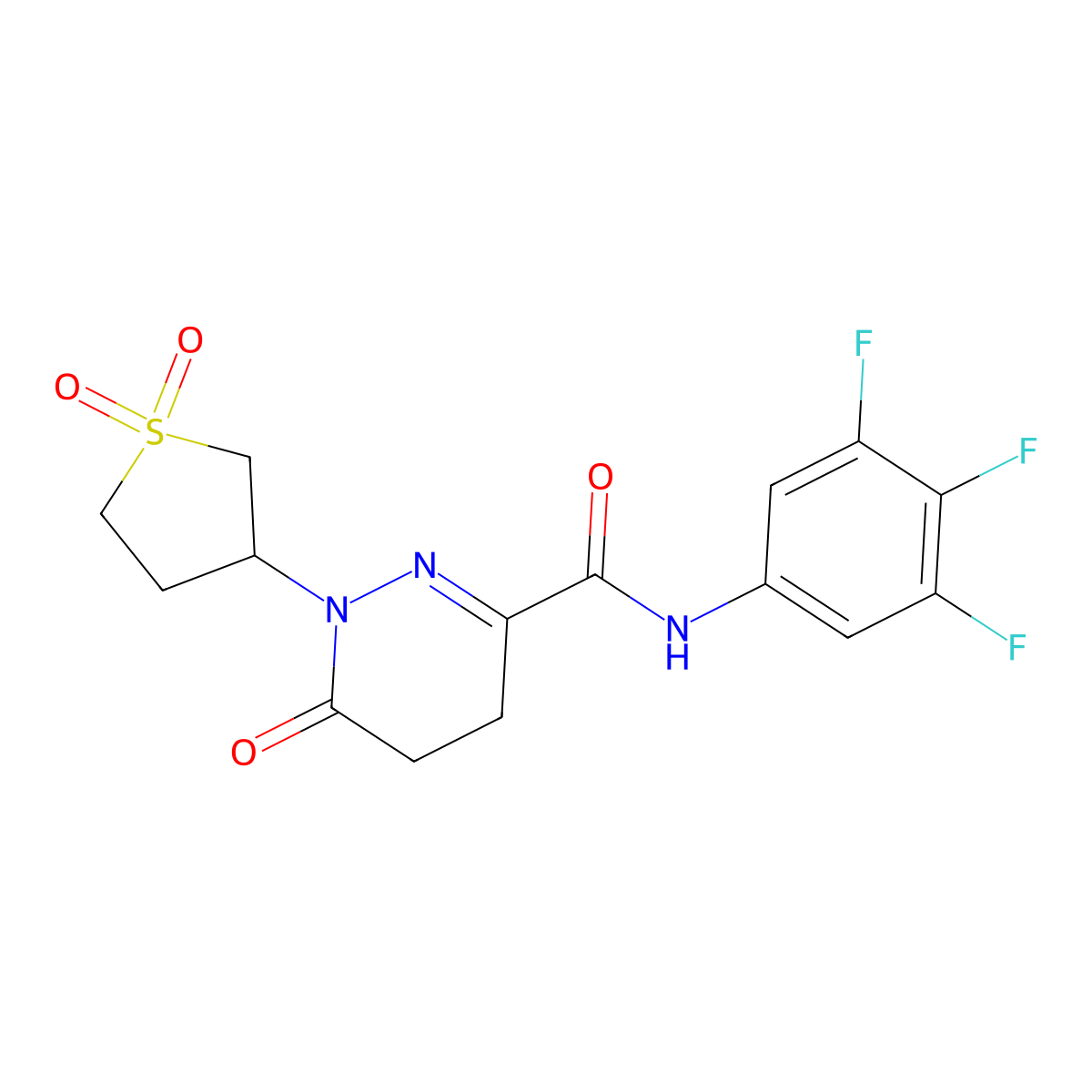 1-(1,1-dioxidotetrahydrothiophen-3-yl)-6-oxo-N-(3,4,5-trifluorophenyl)-1,4,5,6-tetrahydropyridazine-3-carboxamide molecular structure, CAS 1324076-01-8