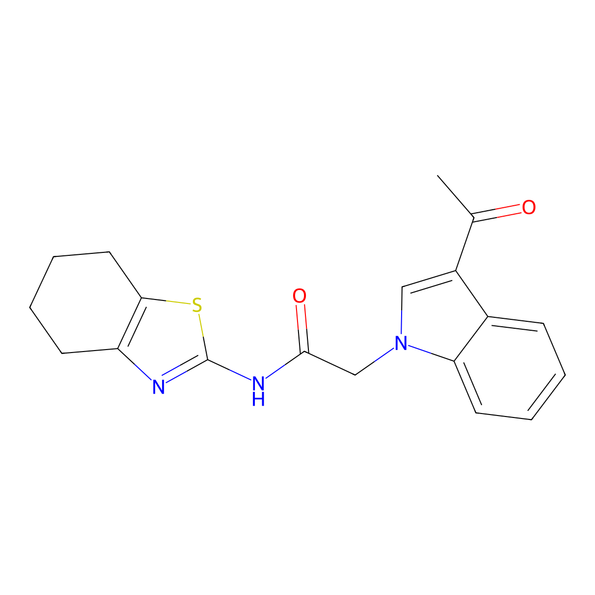 2-(3-acetyl-1H-indol-1-yl)-N-(4,5,6,7-tetrahydrobenzo[d]thiazol-2-yl)acetamide molecular structure, CAS 1324076-07-4