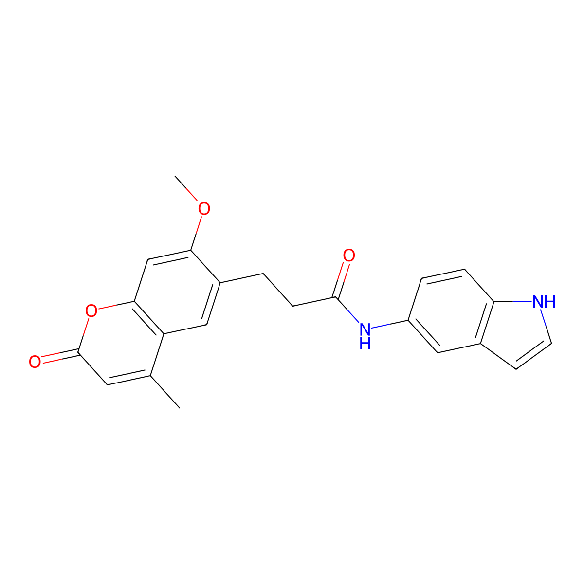 N-(1H-indol-5-yl)-3-(7-methoxy-4-methyl-2-oxo-2H-chromen-6-yl)propanamide molecular structure, CAS 1324076-52-9