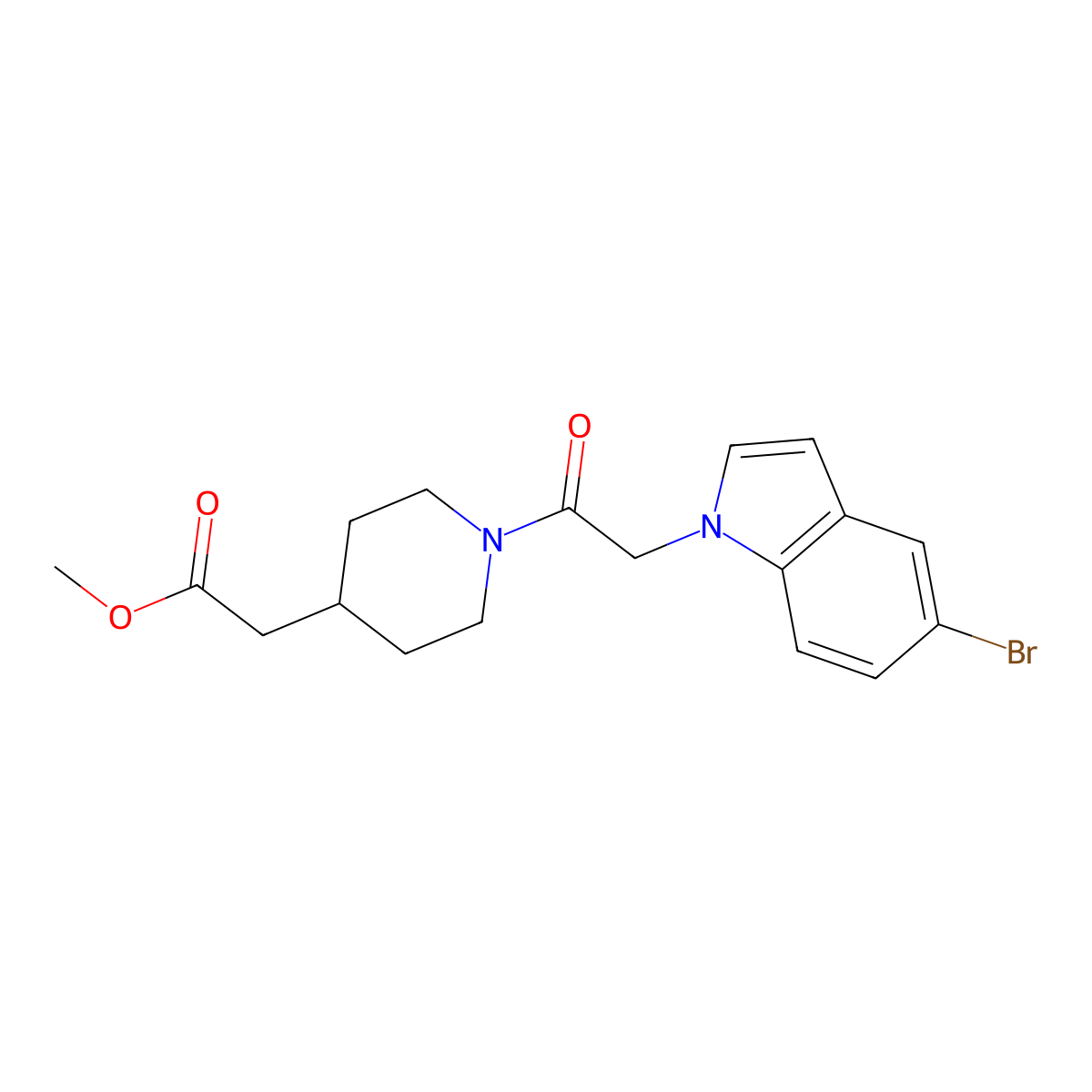 methyl {1-[(5-bromo-1H-indol-1-yl)acetyl]piperidin-4-yl}acetate molecular structure, CAS 1324076-69-8