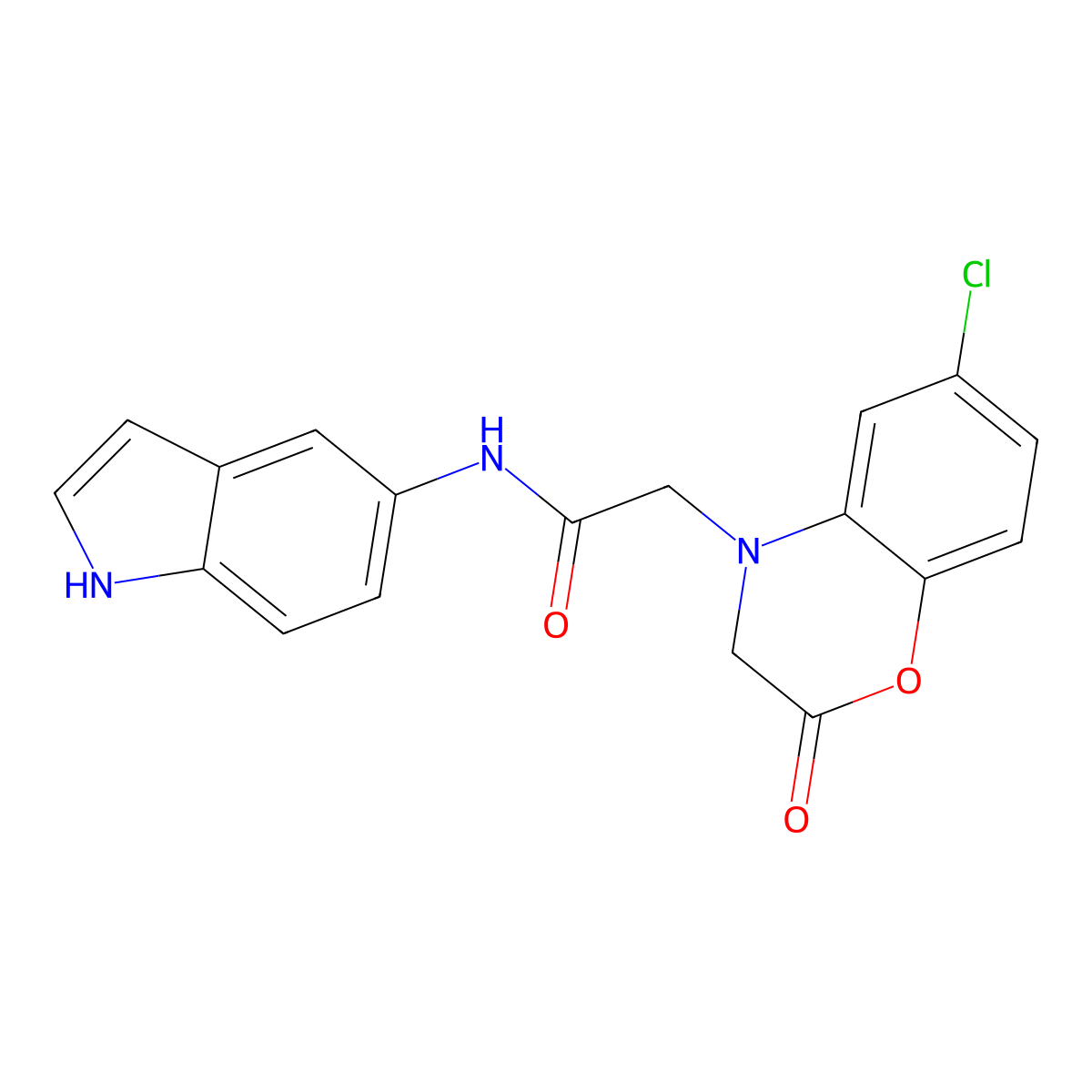 2-(6-chloro-2-oxo-2,3-dihydro-4H-1,4-benzoxazin-4-yl)-N-(1H-indol-5-yl)acetamide molecular structure, CAS 1324076-74-5