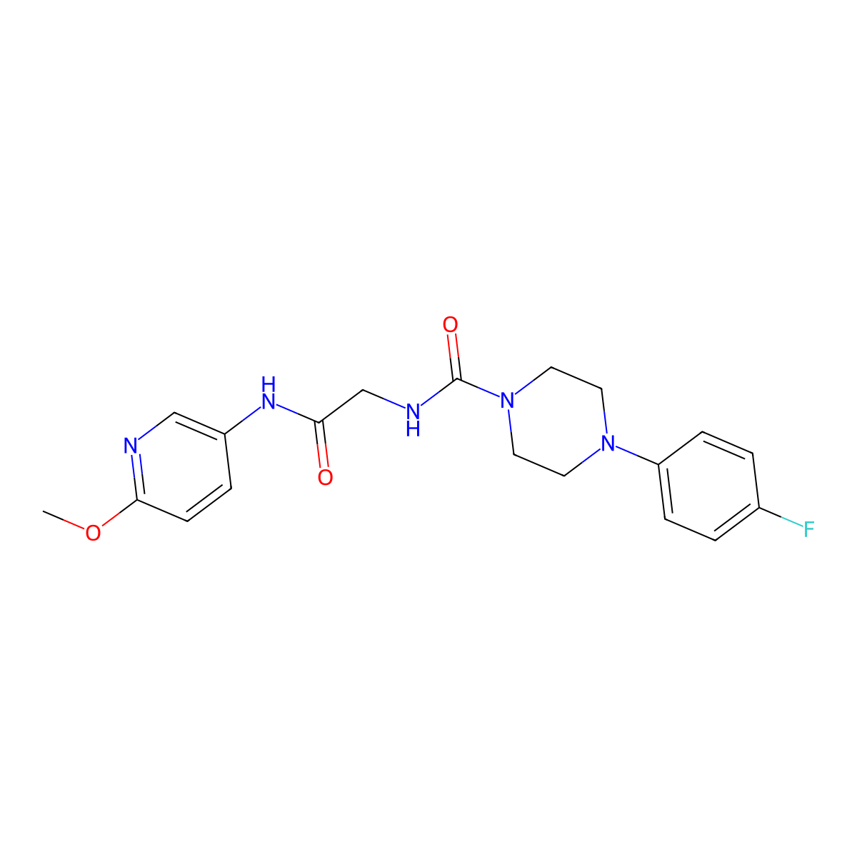 4-(4-fluorophenyl)-N-{2-[(6-methoxypyridin-3-yl)amino]-2-oxoethyl}piperazine-1-carboxamide molecular structure, CAS 1324076-82-5