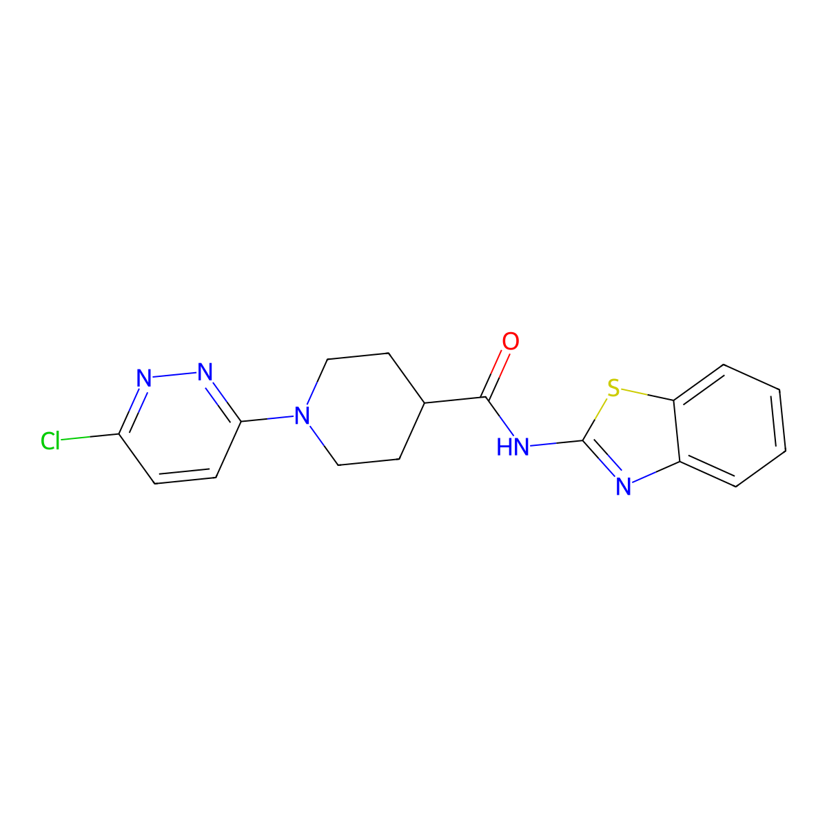 N-(benzo[d]thiazol-2-yl)-1-(6-chloropyridazin-3-yl)piperidine-4-carboxamide molecular structure, CAS 1324076-86-9