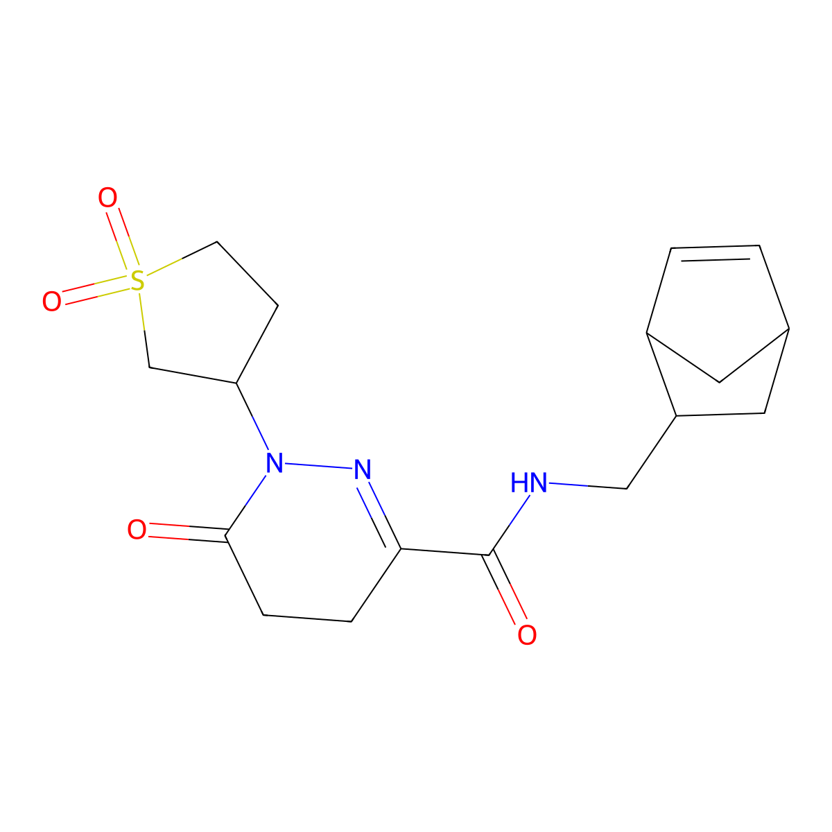 N-(bicyclo[2.2.1]hept-5-en-2-ylmethyl)-1-(1,1-dioxidotetrahydrothiophen-3-yl)-6-oxo-1,4,5,6-tetrahydropyridazine-3-carboxamide molecular structure, CAS 1324076-87-0