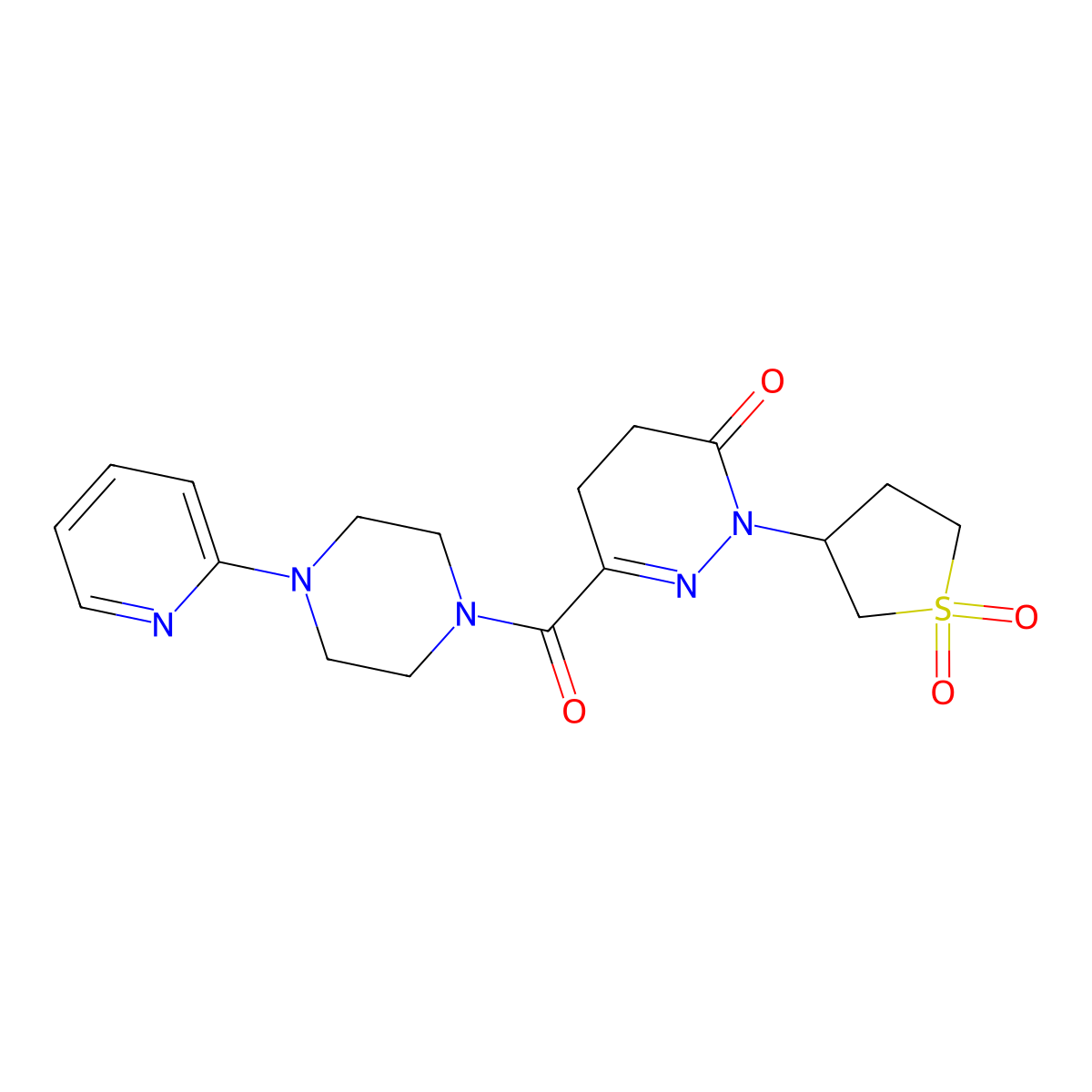 2-(1,1-dioxidotetrahydrothiophen-3-yl)-6-{[4-(pyridin-2-yl)piperazin-1-yl]carbonyl}-4,5-dihydropyridazin-3(2H)-one molecular structure, CAS 1324076-89-2