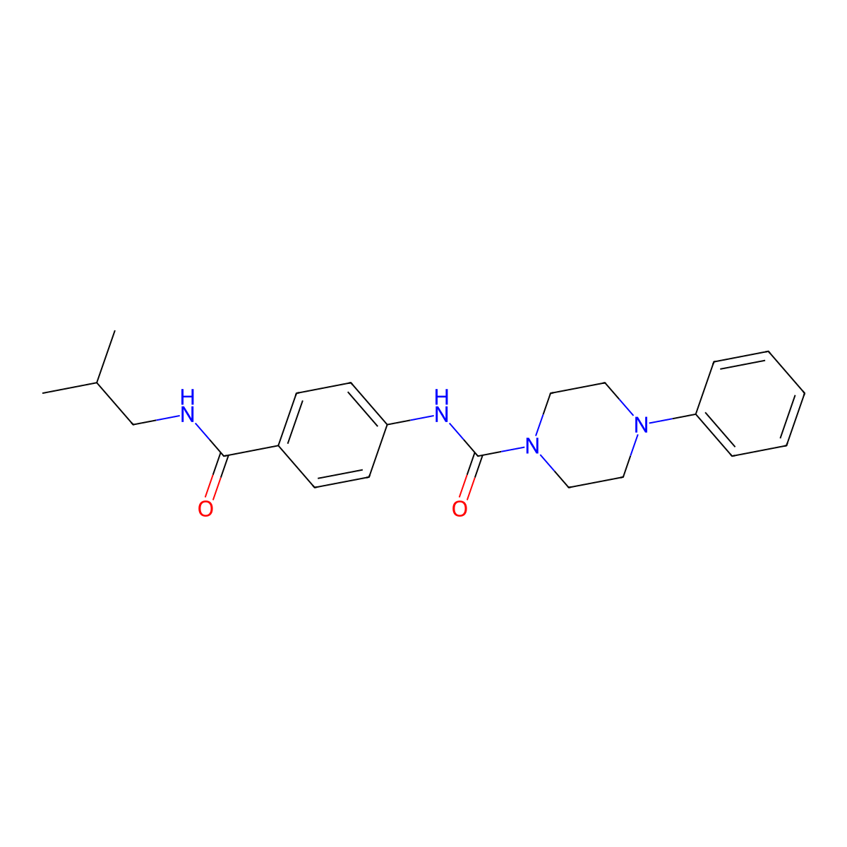 N-{4-[(2-methylpropyl)carbamoyl]phenyl}-4-phenylpiperazine-1-carboxamide molecular structure, CAS 1324076-97-2