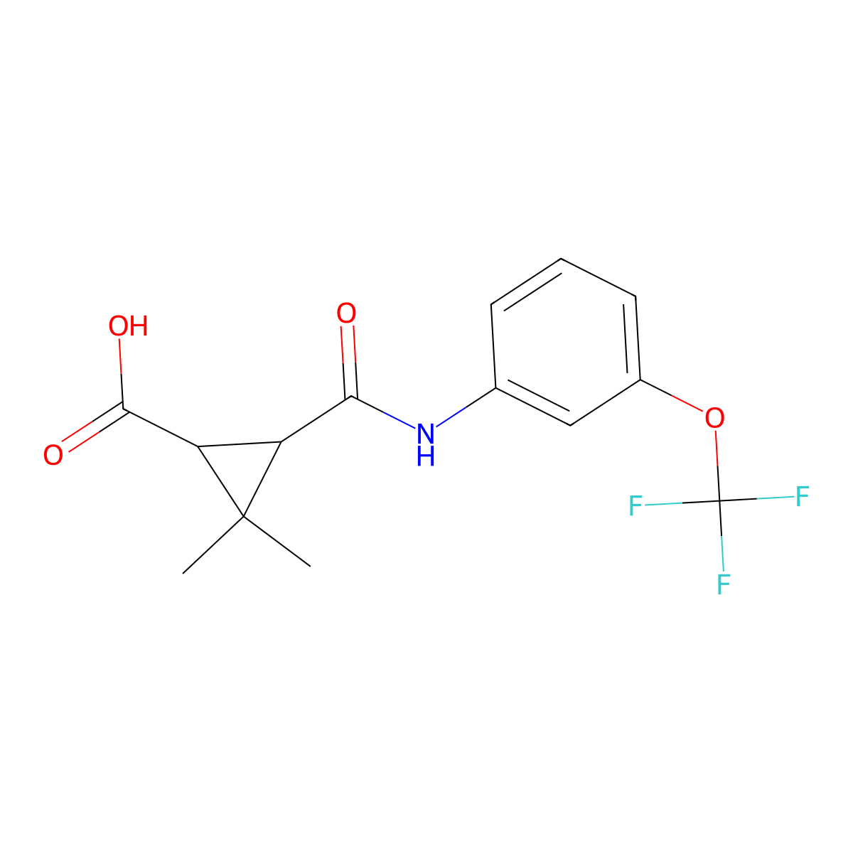 2,2-Dimethyl-3-((3-(trifluoromethoxy)phenyl)carbamoyl)cyclopropanecarboxylic acid molecular structure, CAS 1324077-09-9