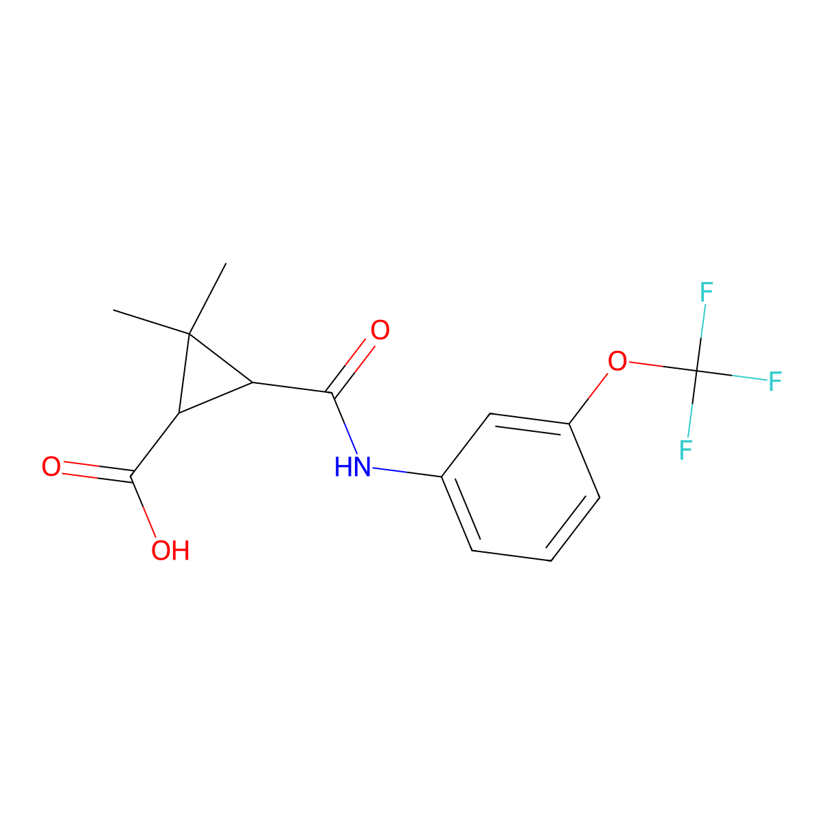 2,2-Dimethyl-3-((3-(trifluoromethoxy)phenyl)carbamoyl)cyclopropanecarboxylic acid molecular structure, CAS 1324077-09-9