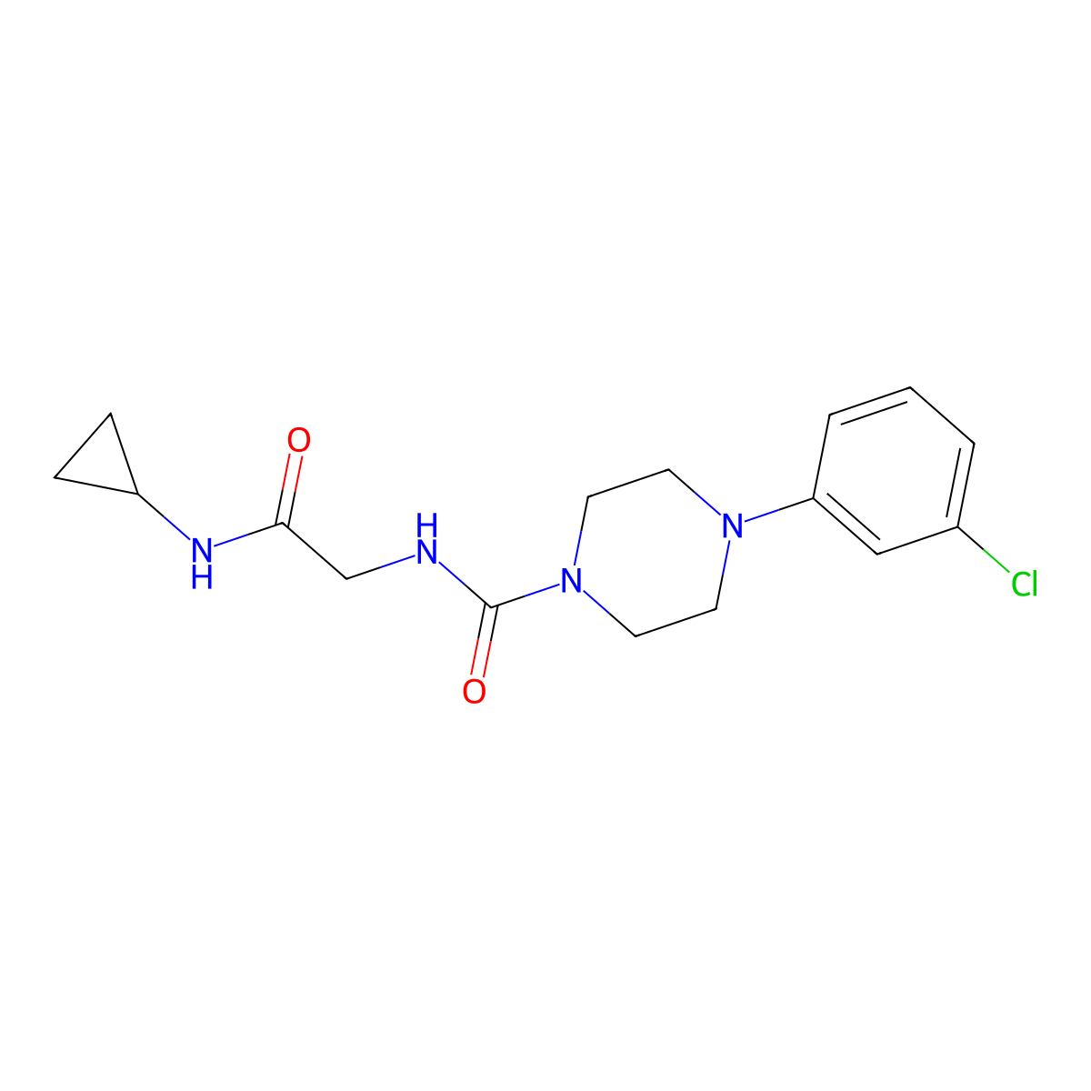 4-(3-chlorophenyl)-N-[2-(cyclopropylamino)-2-oxoethyl]piperazine-1-carboxamide molecular structure, CAS 1324077-10-2