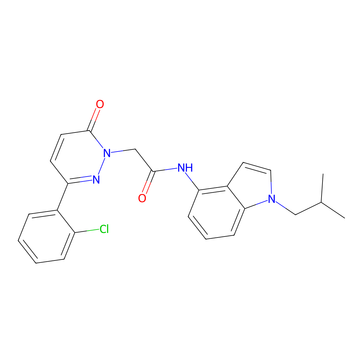 2-[3-(2-chlorophenyl)-6-oxopyridazin-1(6H)-yl]-N-[1-(2-methylpropyl)-1H-indol-4-yl]acetamide molecular structure, CAS 1324077-22-6