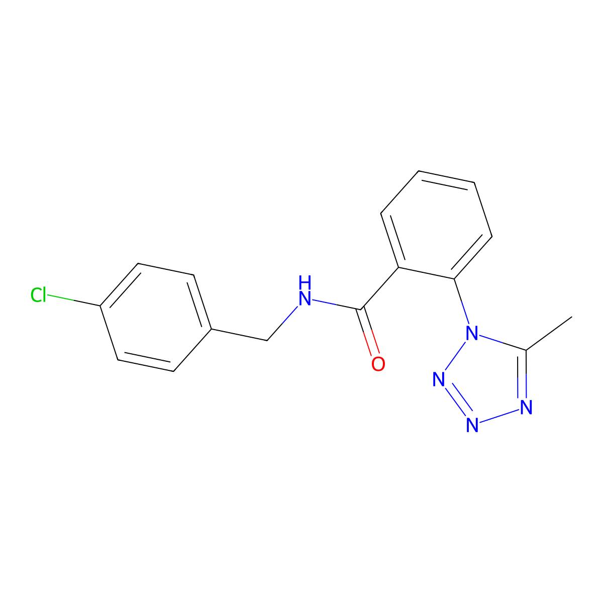 N-(4-chlorobenzyl)-2-(5-methyl-1H-tetrazol-1-yl)benzamide molecular structure, CAS 1324077-58-8