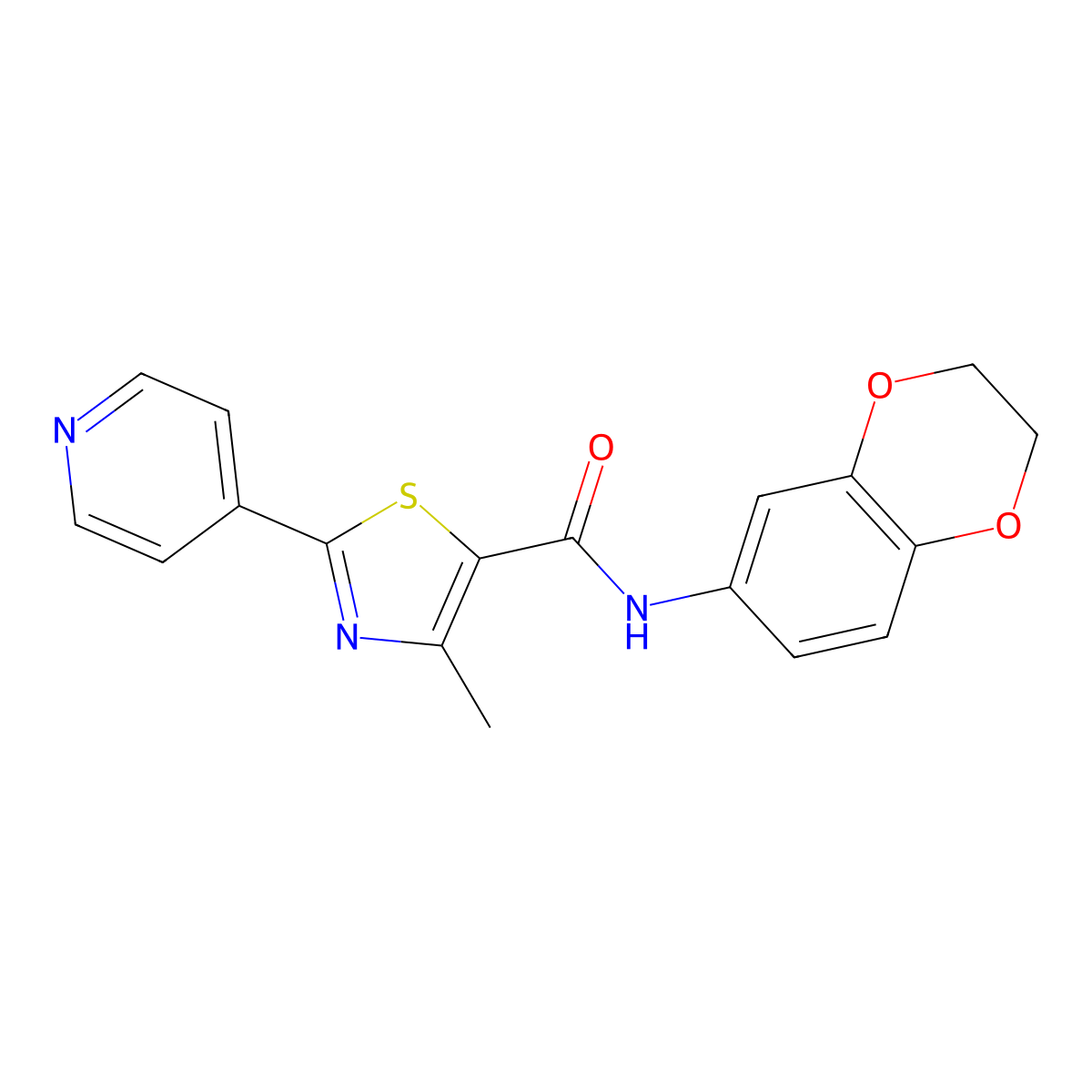 N-(2,3-dihydro-1,4-benzodioxin-6-yl)-4-methyl-2-(pyridin-4-yl)-1,3-thiazole-5-carboxamide molecular structure, CAS 1324077-83-9