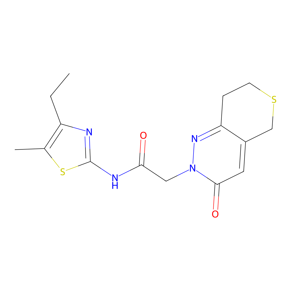 N-(4-ethyl-5-methylthiazol-2-yl)-2-(3-oxo-3,5,7,8-tetrahydro-2H-thiopyrano[4,3-c]pyridazin-2-yl)acetamide molecular structure, CAS 1324077-87-3