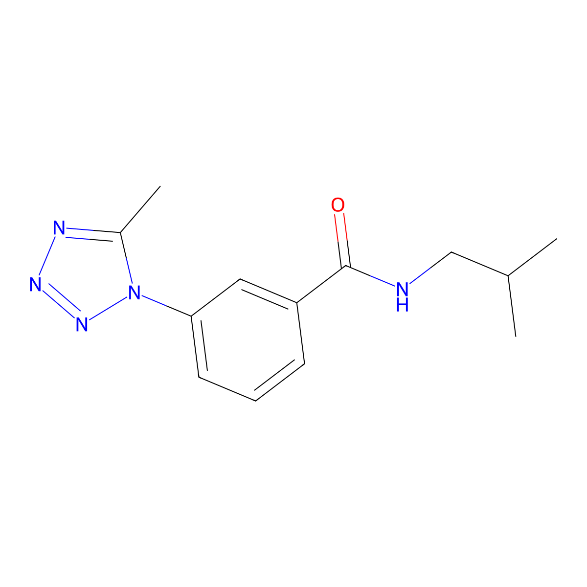 N-(2-methylpropyl)-3-(5-methyl-1H-tetrazol-1-yl)benzamide molecular structure, CAS 1324078-05-8