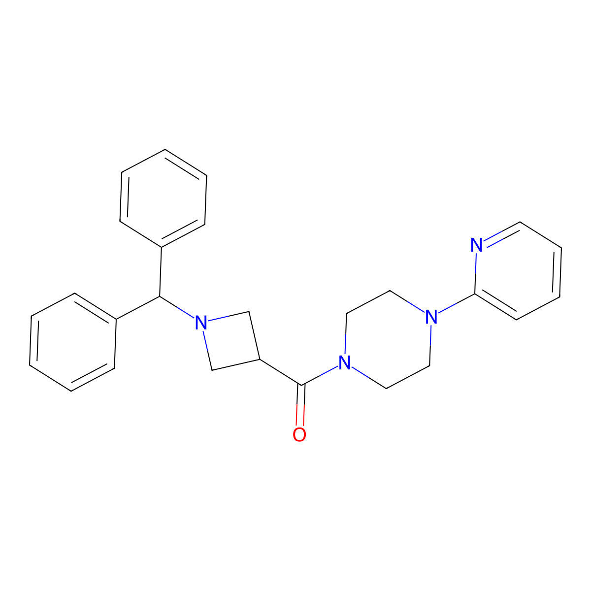 [1-(Diphenylmethyl)azetidin-3-yl][4-(pyridin-2-yl)piperazin-1-yl]methanone molecular structure, CAS 1324078-09-2