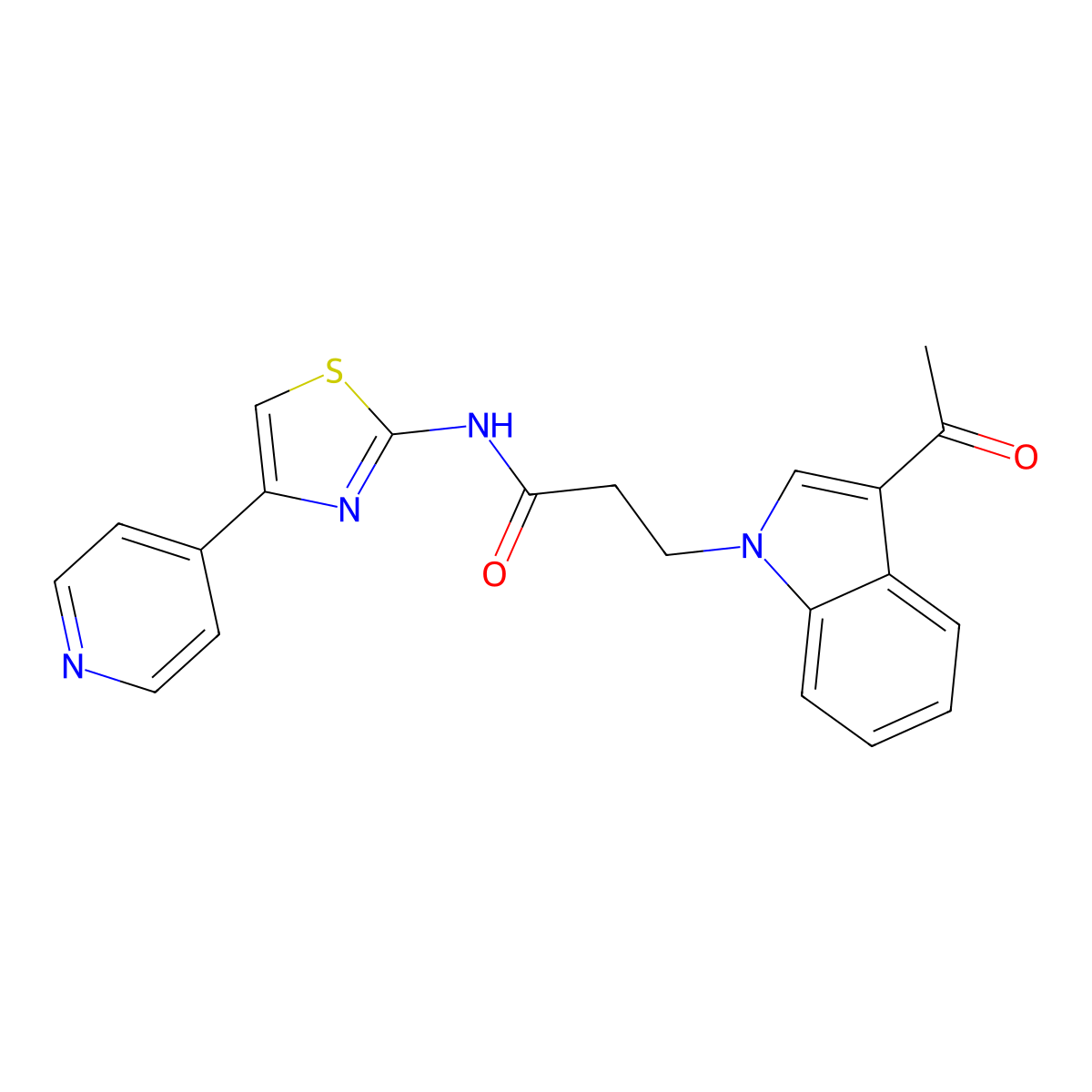 3-(3-acetyl-1H-indol-1-yl)-N-(4-(pyridin-4-yl)thiazol-2-yl)propanamide molecular structure, CAS 1324078-22-9