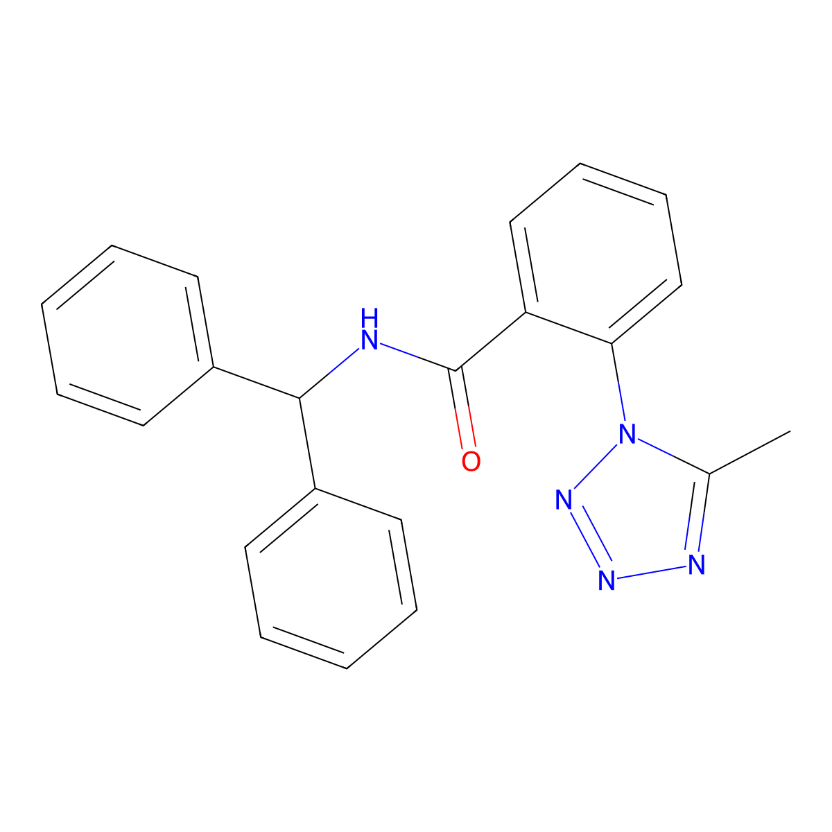 N-(diphenylmethyl)-2-(5-methyl-1H-tetrazol-1-yl)benzamide molecular structure, CAS 1324078-36-5
