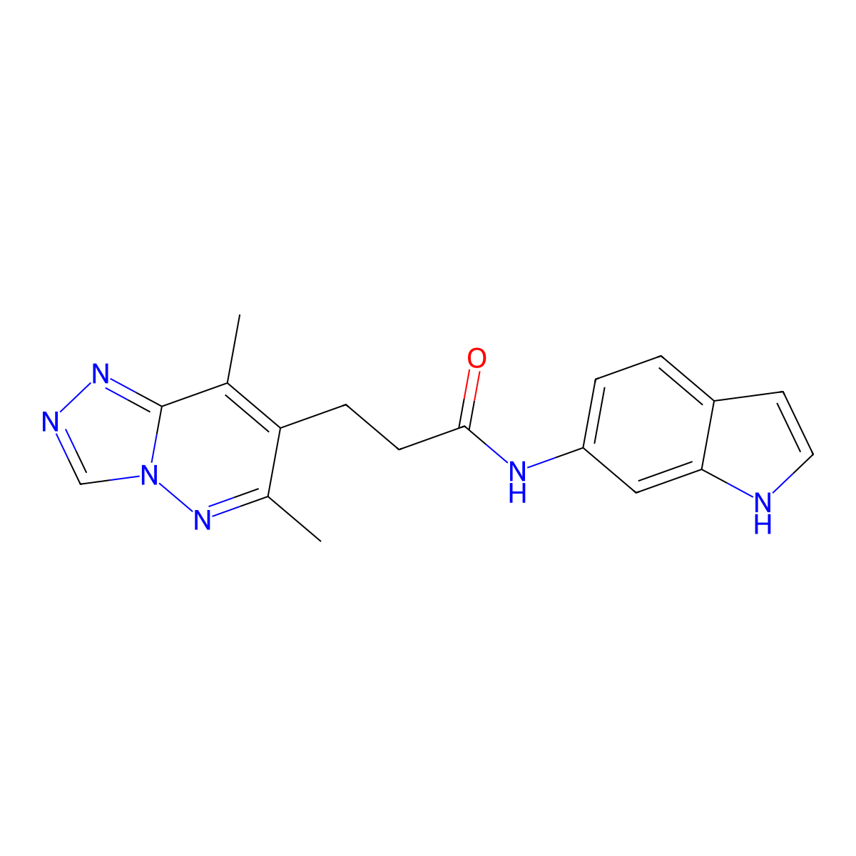 3-(6,8-dimethyl[1,2,4]triazolo[4,3-b]pyridazin-7-yl)-N-(1H-indol-6-yl)propanamide molecular structure, CAS 1324078-40-1