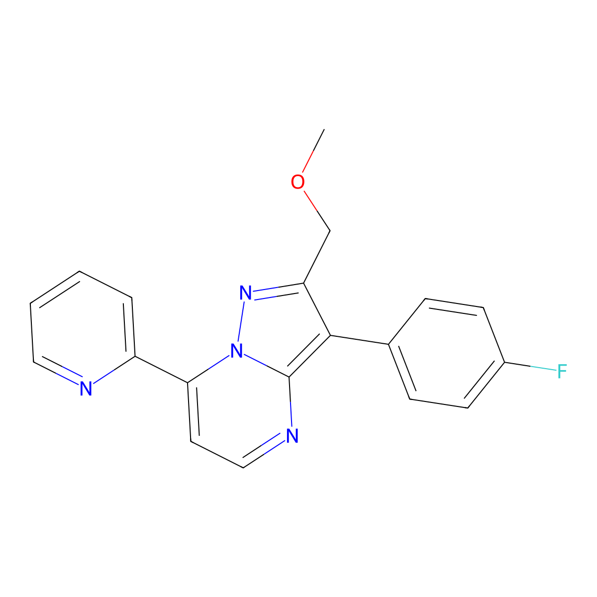 3-(4-Fluorophenyl)-2-(methoxymethyl)-7-(pyridin-2-yl)pyrazolo[1,5-a]pyrimidine molecular structure, CAS 1324078-56-9