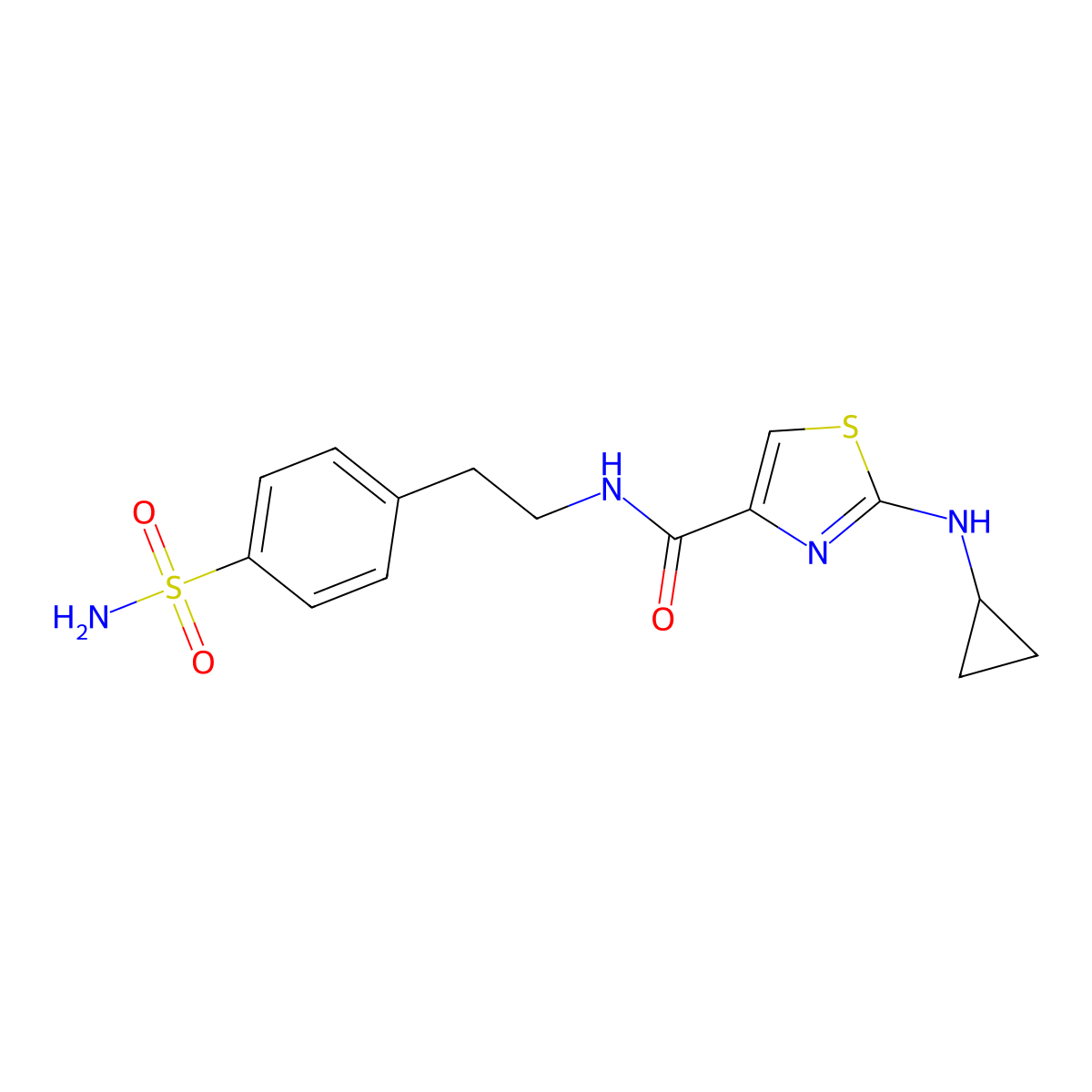 2-(cyclopropylamino)-N-[2-(4-sulfamoylphenyl)ethyl]-1,3-thiazole-4-carboxamide molecular structure, CAS 1324078-62-7