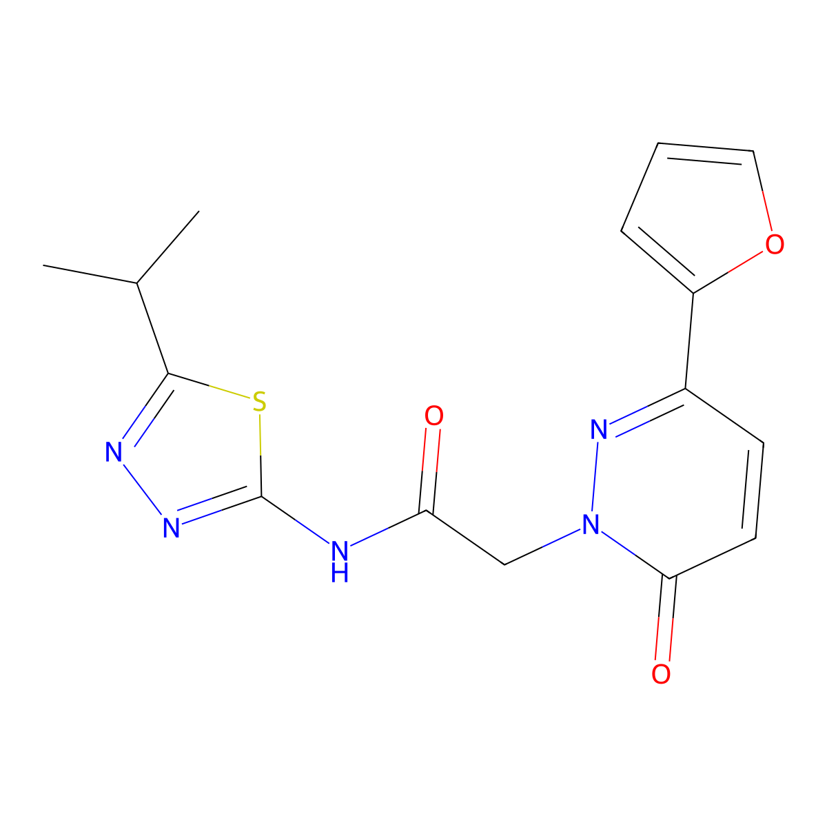 2-(3-(furan-2-yl)-6-oxopyridazin-1(6H)-yl)-N-(5-isopropyl-1,3,4-thiadiazol-2-yl)acetamide molecular structure, CAS 1324078-64-9