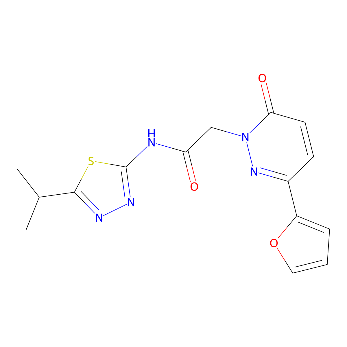 2-(3-(furan-2-yl)-6-oxopyridazin-1(6H)-yl)-N-(5-isopropyl-1,3,4-thiadiazol-2-yl)acetamide molecular structure, CAS 1324078-64-9