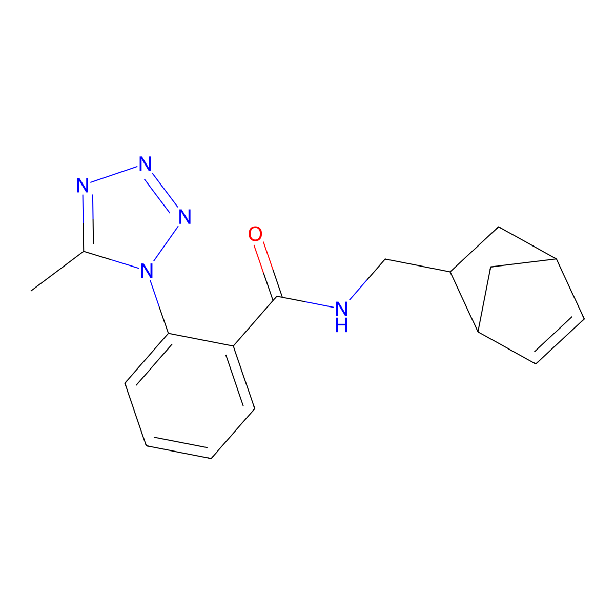 N-(bicyclo[2.2.1]hept-5-en-2-ylmethyl)-2-(5-methyl-1H-tetrazol-1-yl)benzamide molecular structure, CAS 1324078-69-4