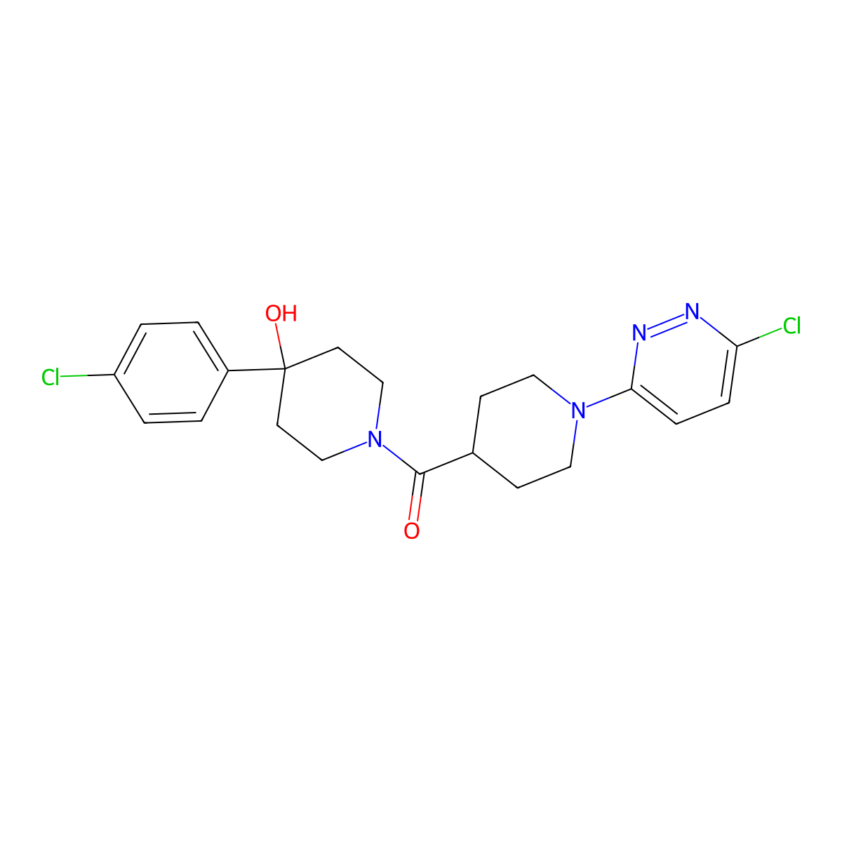 (4-(4-Chlorophenyl)-4-hydroxypiperidin-1-yl)(1-(6-chloropyridazin-3-yl)piperidin-4-yl)methanone molecular structure, CAS 1324078-73-0