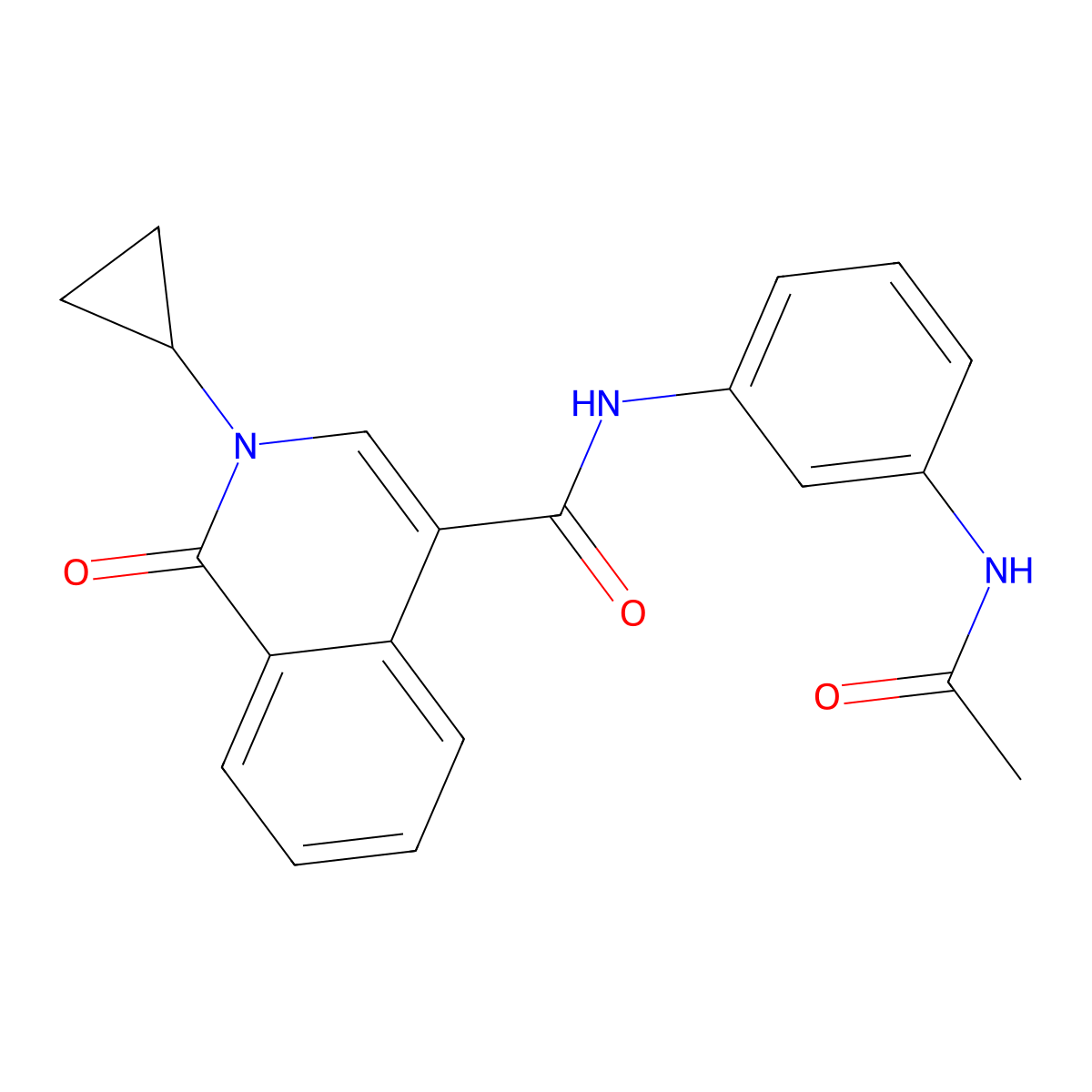 N-[3-(acetylamino)phenyl]-2-cyclopropyl-1-oxo-1,2-dihydroisoquinoline-4-carboxamide molecular structure, CAS 1324078-77-4