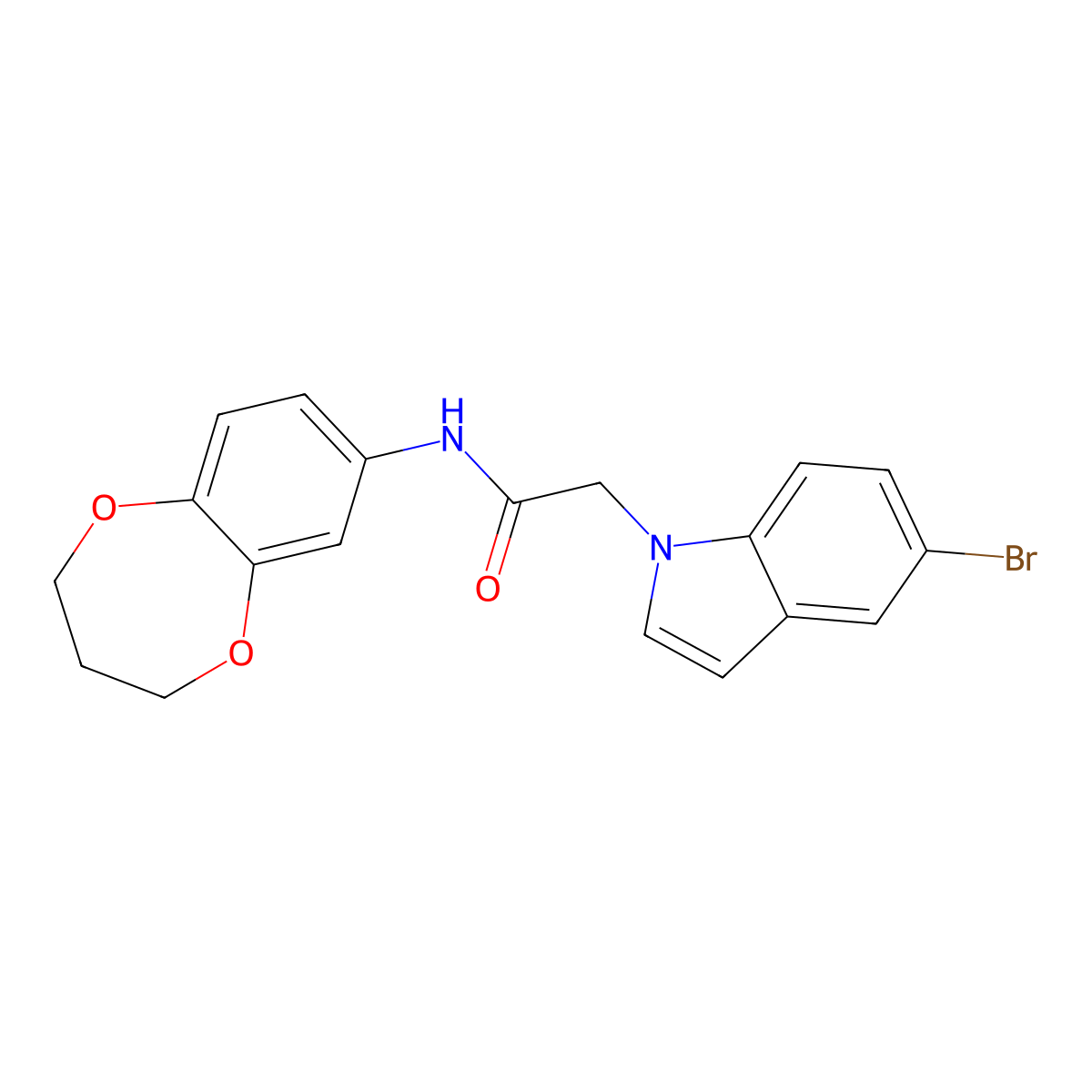 2-(5-bromo-1H-indol-1-yl)-N-(3,4-dihydro-2H-1,5-benzodioxepin-7-yl)acetamide molecular structure, CAS 1324078-78-5