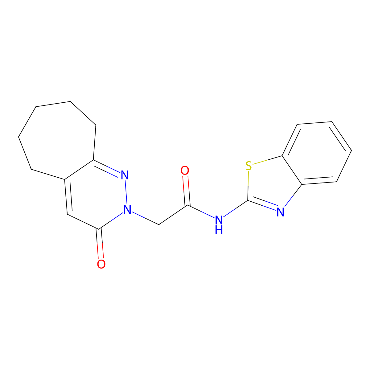 N-(1,3-benzothiazol-2-yl)-2-(3-oxo-3,5,6,7,8,9-hexahydro-2H-cyclohepta[c]pyridazin-2-yl)acetamide molecular structure, CAS 1324078-79-6
