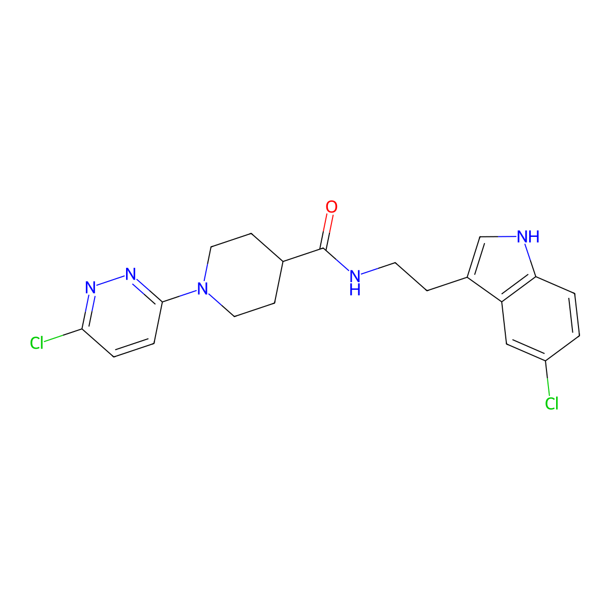 N-(2-(5-chloro-1H-indol-3-yl)ethyl)-1-(6-chloropyridazin-3-yl)piperidine-4-carboxamide molecular structure, CAS 1324079-08-4