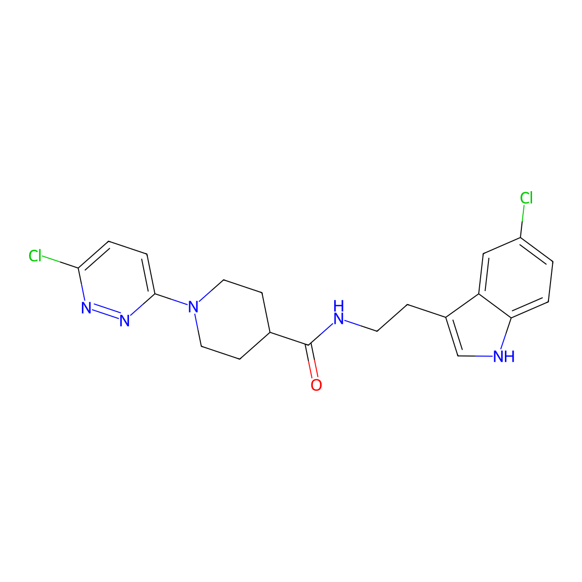 N-(2-(5-chloro-1H-indol-3-yl)ethyl)-1-(6-chloropyridazin-3-yl)piperidine-4-carboxamide molecular structure, CAS 1324079-08-4