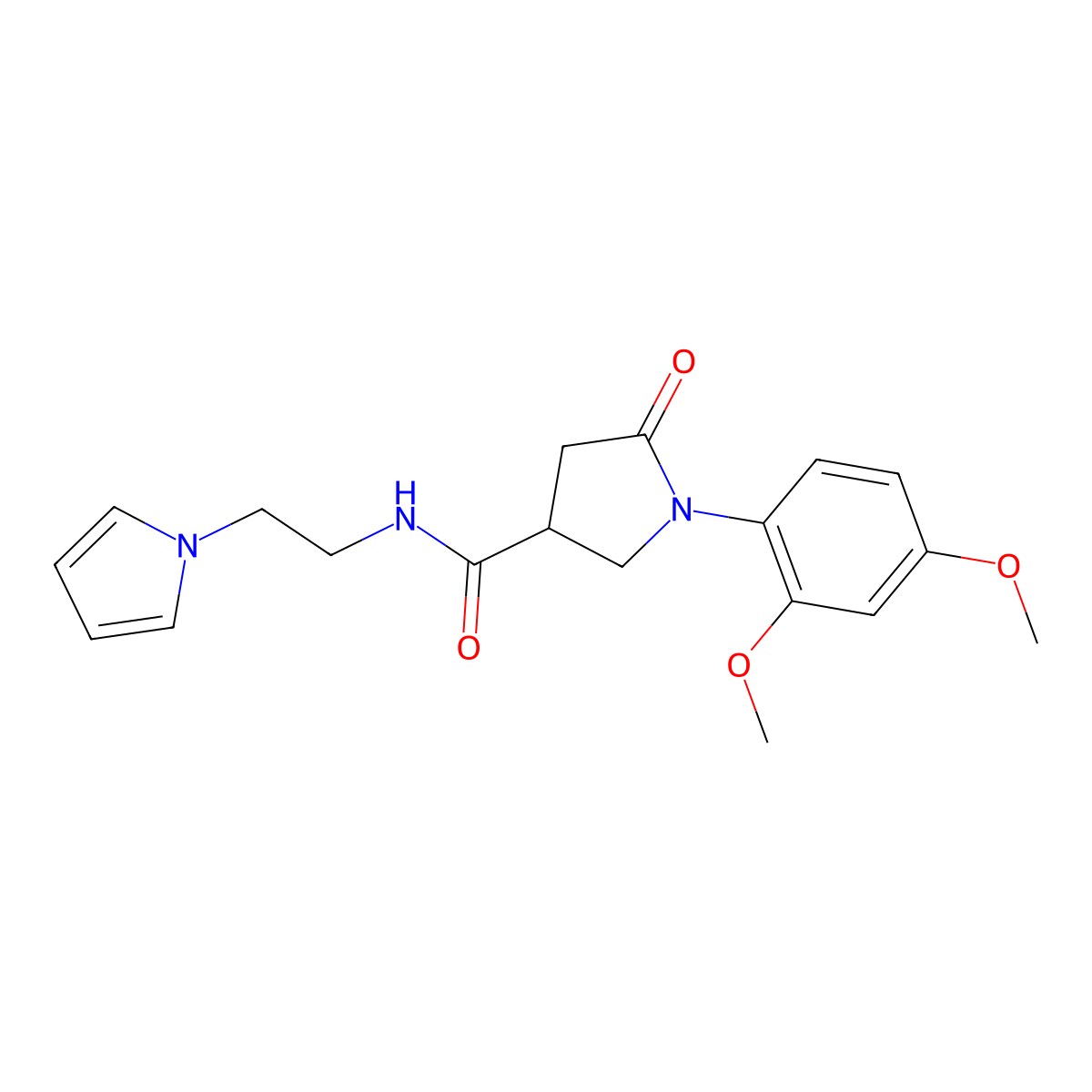 1-(2,4-dimethoxyphenyl)-5-oxo-N-[2-(1H-pyrrol-1-yl)ethyl]pyrrolidine-3-carboxamide molecular structure, CAS 1324079-09-5