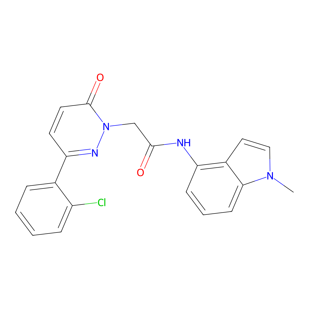 2-[3-(2-chlorophenyl)-6-oxopyridazin-1(6H)-yl]-N-(1-methyl-1H-indol-4-yl)acetamide molecular structure, CAS 1324079-10-8