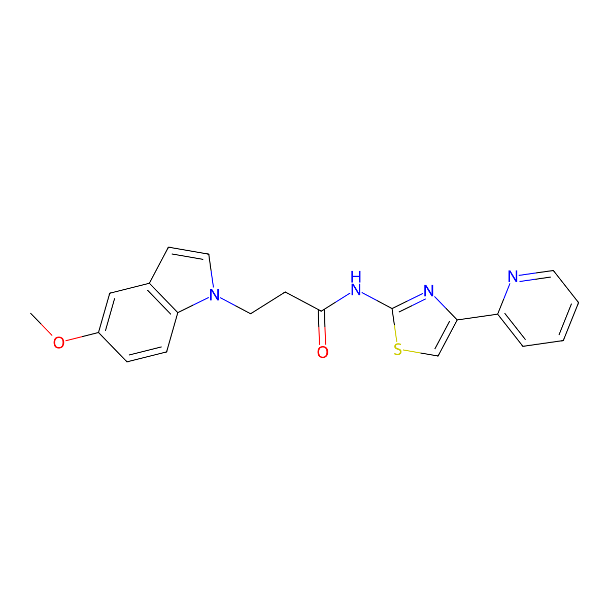 3-(5-methoxy-1H-indol-1-yl)-N-(4-(pyridin-2-yl)thiazol-2-yl)propanamide molecular structure, CAS 1324079-23-3