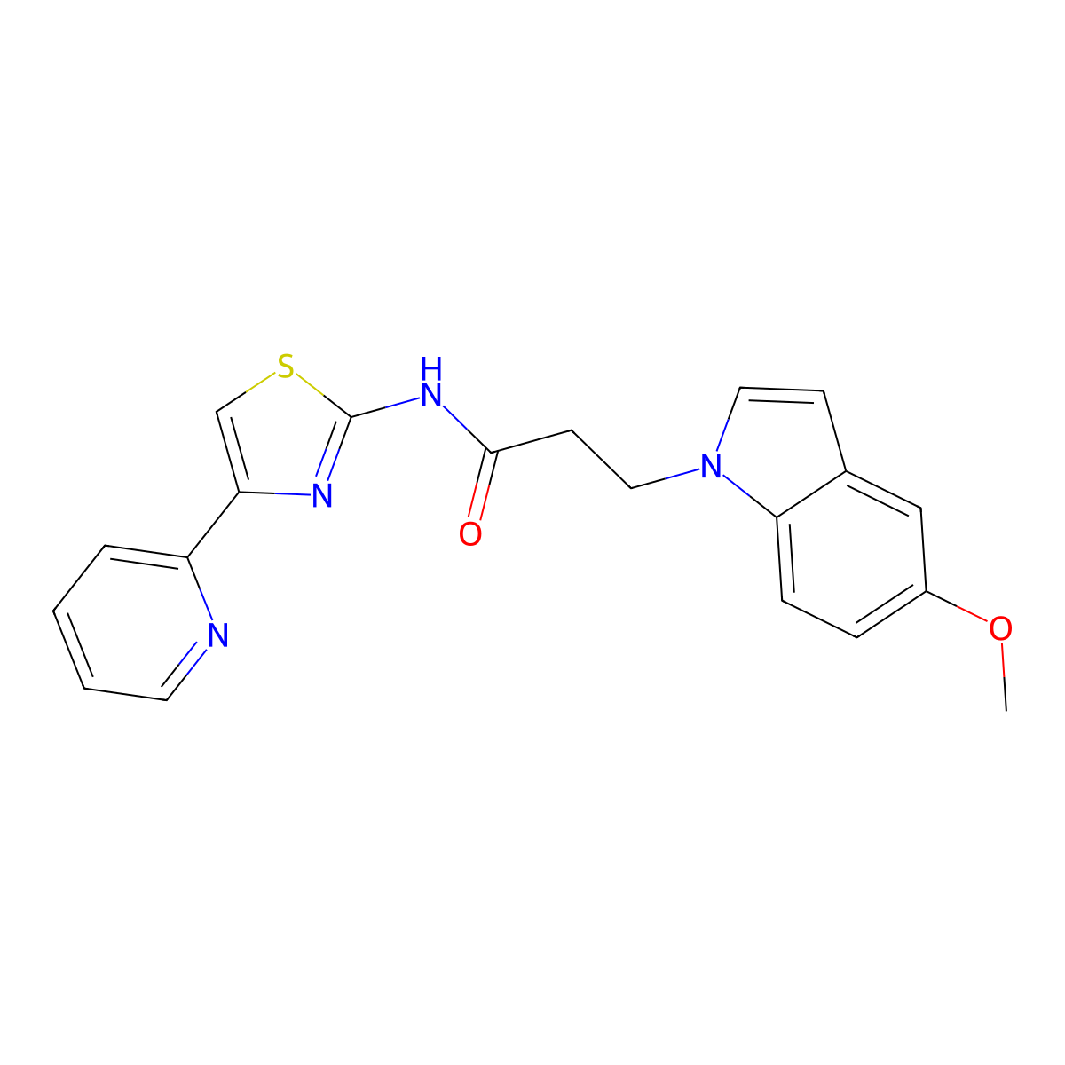 3-(5-methoxy-1H-indol-1-yl)-N-(4-(pyridin-2-yl)thiazol-2-yl)propanamide molecular structure, CAS 1324079-23-3
