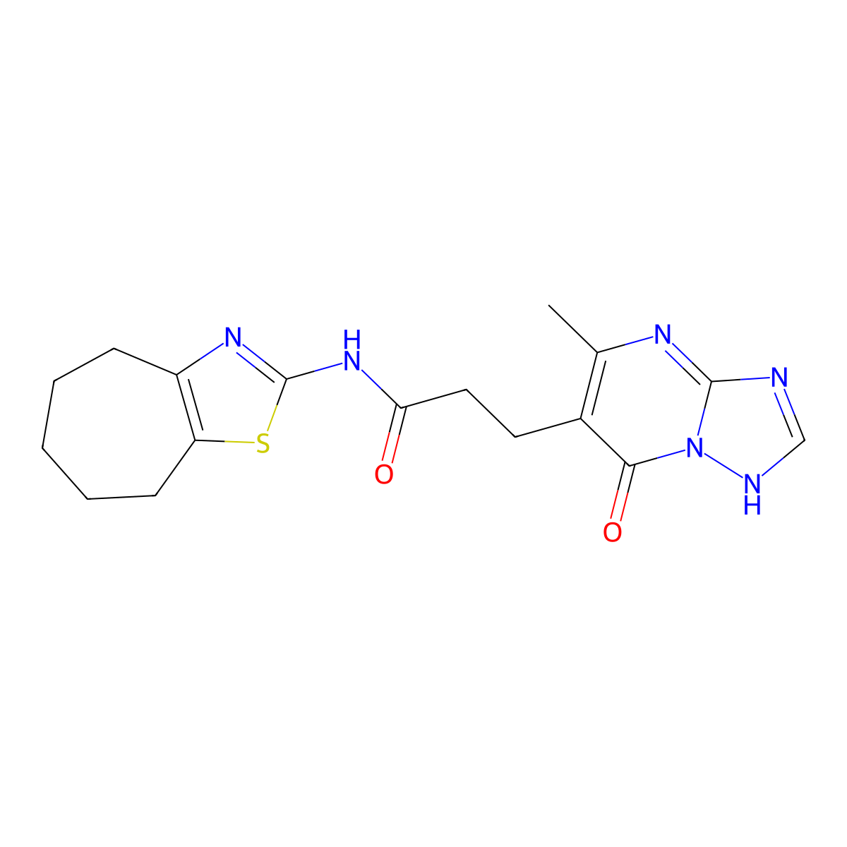 3-(7-hydroxy-5-methyl[1,2,4]triazolo[1,5-a]pyrimidin-6-yl)-N-(5,6,7,8-tetrahydro-4H-cyclohepta[d][1,3]thiazol-2-yl)propanamide molecular structure, CAS 1324079-33-5