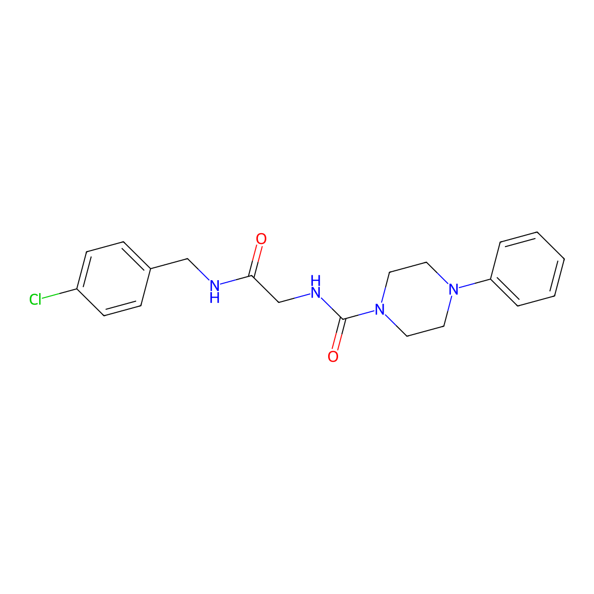 N-{2-[(4-chlorobenzyl)amino]-2-oxoethyl}-4-phenylpiperazine-1-carboxamide molecular structure, CAS 1324079-34-6