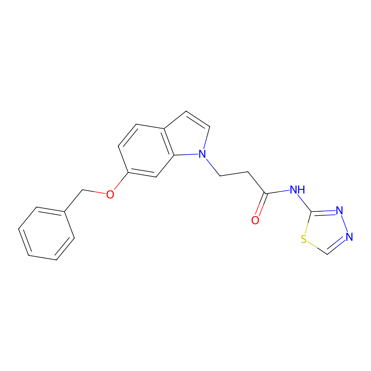 3-(6-(benzyloxy)-1H-indol-1-yl)-N-(1,3,4-thiadiazol-2-yl)propanamide molecular structure, CAS 1324079-39-1