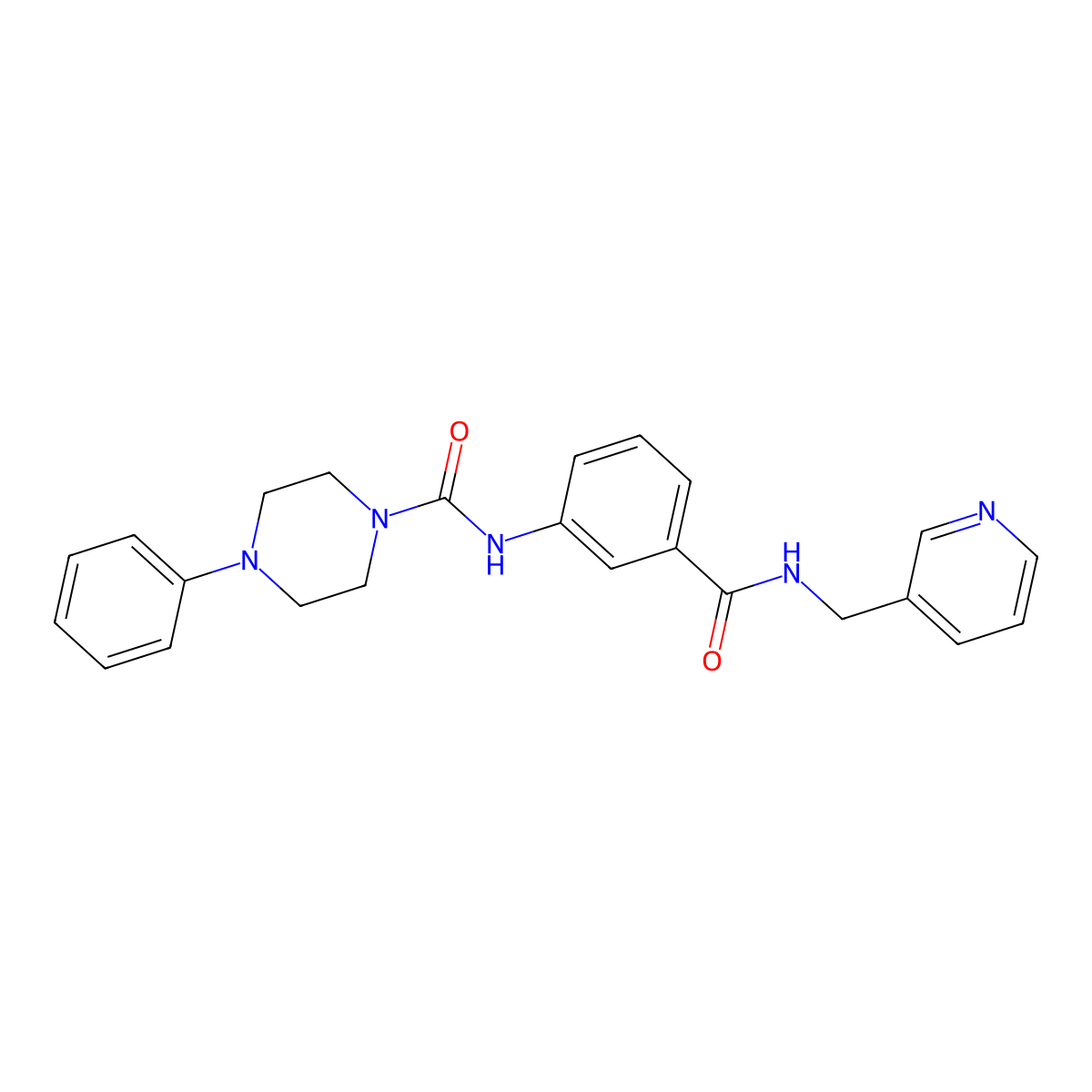4-phenyl-N-{3-[(pyridin-3-ylmethyl)carbamoyl]phenyl}piperazine-1-carboxamide molecular structure, CAS 1324079-59-5