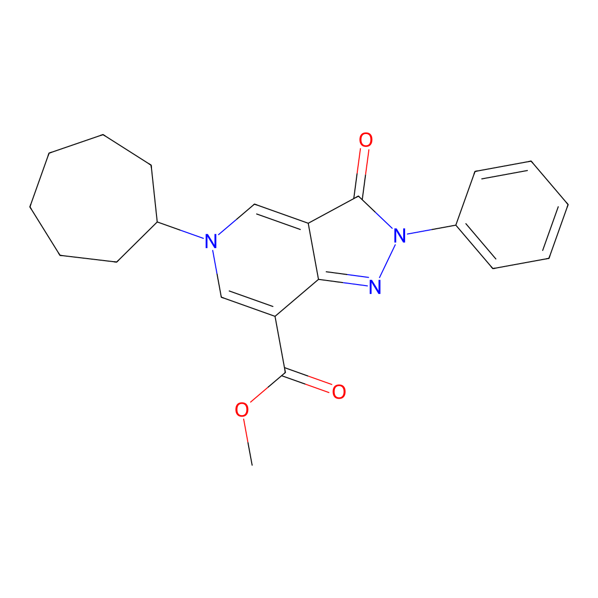methyl 5-cycloheptyl-3-oxo-2-phenyl-3,5-dihydro-2H-pyrazolo[4,3-c]pyridine-7-carboxylate molecular structure, CAS 1324079-60-8